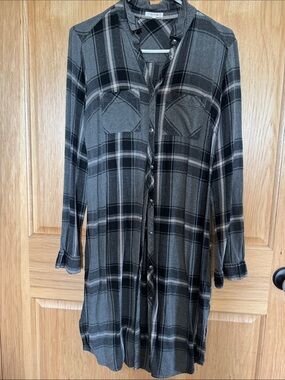 Maurices Black and Gray Plaid Shirt Dress
